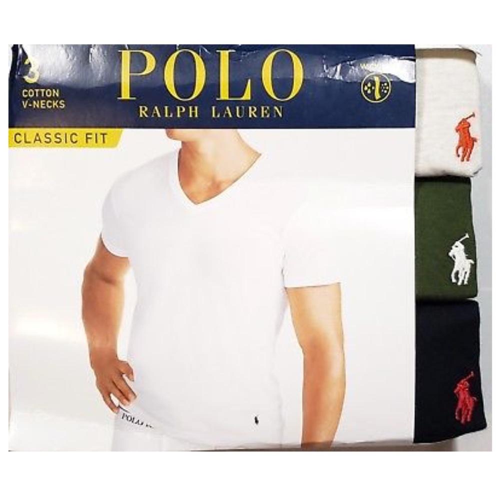 NEW MEN POLO Ralph Lauren 3 Pack V Neck Shirts